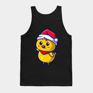 Cute Chick with Cap And Scarf Waving Hand Cartoon Tank Top